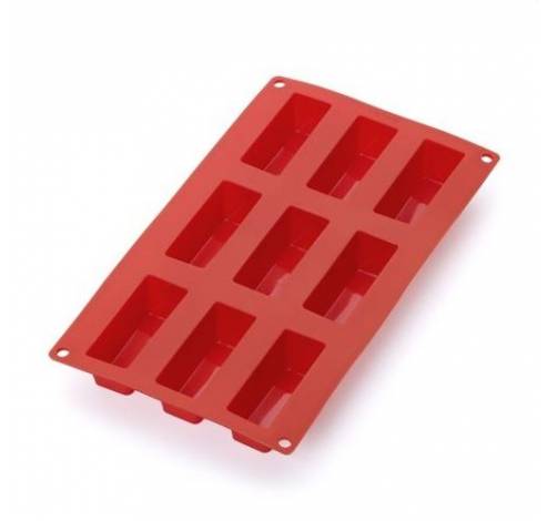 Bakvorm uit silicone voor 9 rechthoekige cakejes rood 8x3x3.3cm  Lékué