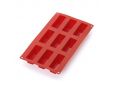 Bakvorm uit silicone voor 9 rechthoekige cakejes rood 8x3x3.3cm
