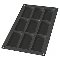 Bakvorm uit silicone voor 9 financiers zwart 8.5x4.3x1.2cm 