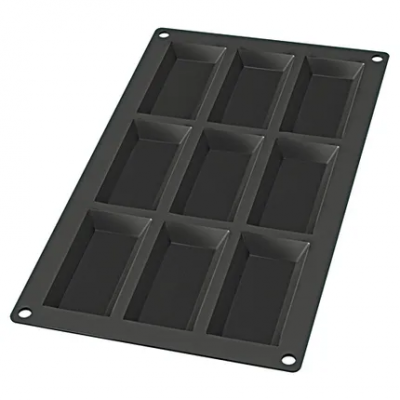 Bakvorm uit silicone voor 9 financiers zwart 8.5x4.3x1.2cm  Lékué