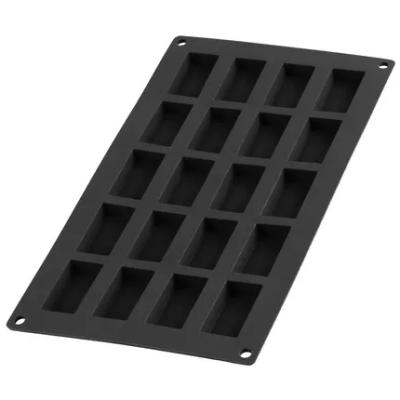 Bakvorm uit silicone voor 20 financiers zwart 8.5x4.3x1.2cm 