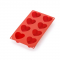Bakvorm uit silicone voor 8 hartjes rood 5.1x6.3x3.5cm 