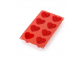 Bakvorm uit silicone voor 8 hartjes rood 5.1x6.3x3.5cm