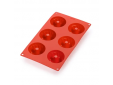Bakvorm uit silicone voor 6 mini tulbandvormen rood ø 7.1cm H 3.5cm
