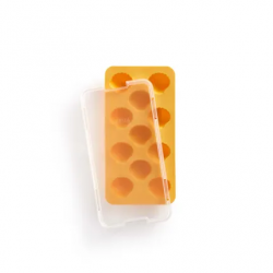 Lékué Ijsblokjesvorm uit rubber voor 11 schelpen geel met deksel 