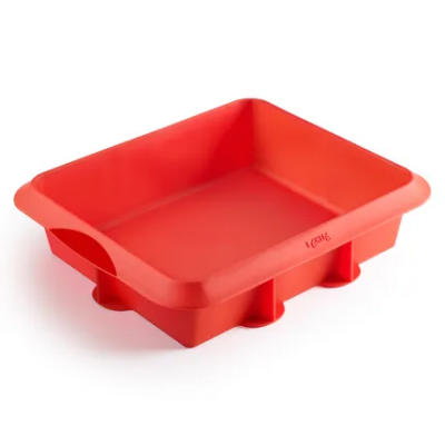 Vierkante taartvorm uit silicone rood 24x20x6.5cm  Lékué