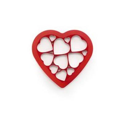 Uitsteekvorm uit ABS voor 12 koekjes - hartjes 