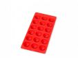 Ijsblokjesvorm uit rubber voor 18 ronde ijsblokjes rood met deksel 22x11x2.3cm