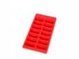 Ijsblokjesvorm uit rubber voor 14 ijsblokjes rood met deksel 22x11x3.5cm