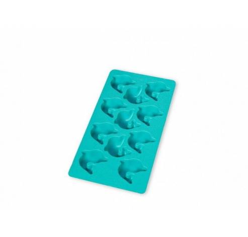 Ijsblokjesvorm uit rubber voor 11 dolfijnen aquablauw met deksel  Lékué