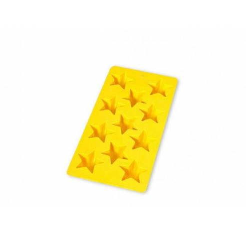 Ijsblokjesvorm uit rubber voor 11 sterren geel met deksel 22x11x2.3cm  Lékué