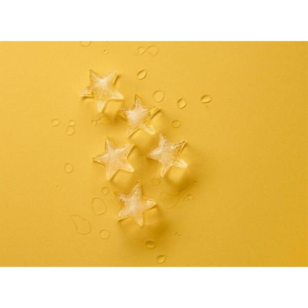 Ijsblokjesvorm uit rubber voor 11 sterren geel met deksel 22x11x2.3cm 