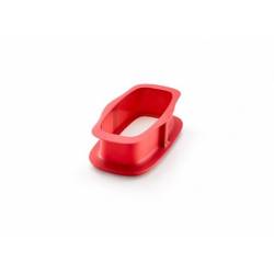 Rechthoekige springvorm uit silicone rood met keramisch bord wit 24x14.4x7.6cm 