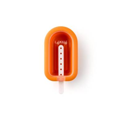 Mini moule à bâton glacé en silicone et mat. synth. orange 10.5x6.5x2.6cm  Lékué