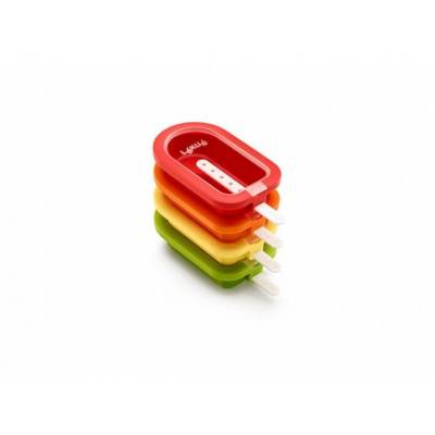 Set de 4 mini moules à bâton glacé rouge, orange, jaune et vert 10.5x6.5x2.6cm  Lékué