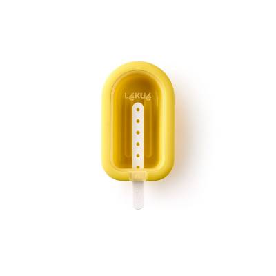 Mini moule à bâton glacé en silicone et mat. synth. jaune 10.5x6.5x2.6cm  Lékué