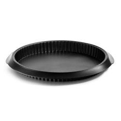 Geribde taart-/quichevorm uit silicone zwart Ø 28cm H 3.2cm 