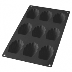 Bakvorm uit silicone voor 9 madeleines zwart 7x4.7x1.7cm 