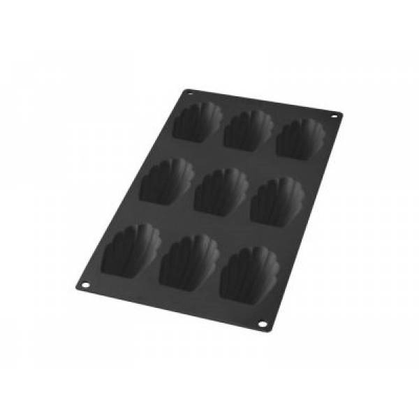 Bakvorm uit silicone voor 9 madeleines zwart 7x4.7x1.7cm 