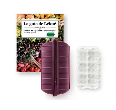 Set van stomer uit silicone voor 1-2 personen aubergine en kookboek NL  Lékué