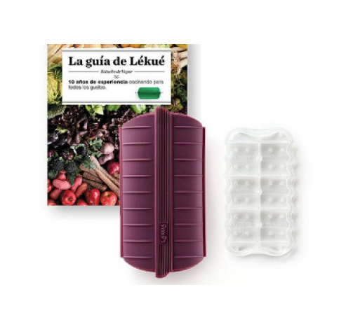 Set van stomer uit silicone voor 3-4 personen aubergine en kookboek NL  Lékué