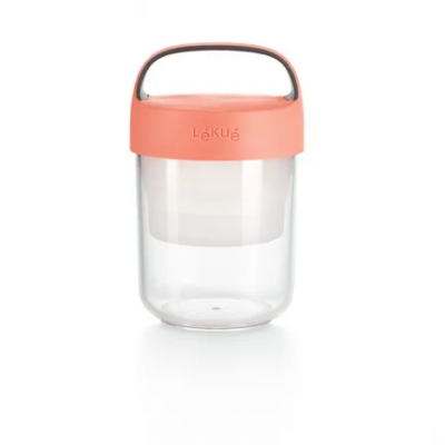 Snackdoos Jar To Go met vouwbaar compartiment uit tritan roze 400 ml 