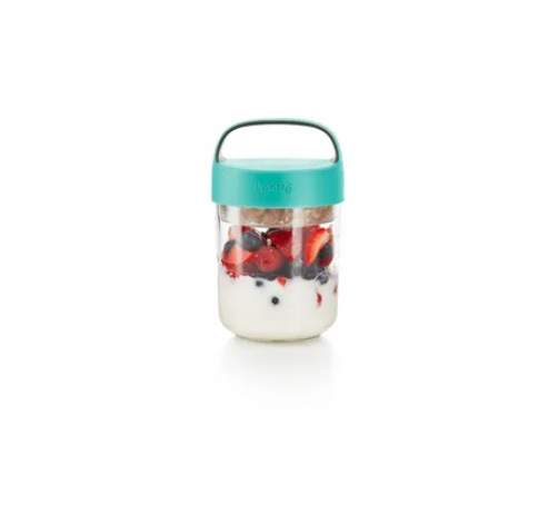 Snackdoos Jar To Go met vouwbaar compartiment uit tritan groen 400 ml  Lékué