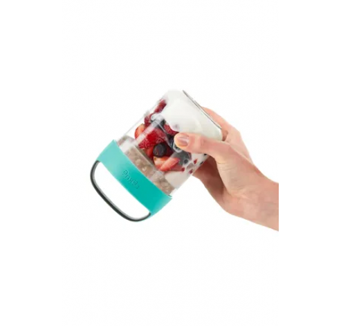 Snackdoos Jar To Go met vouwbaar compartiment uit tritan groen 400 ml  Lékué