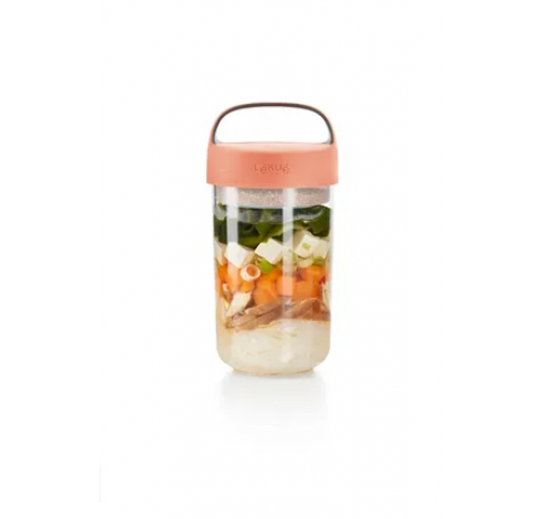 Lunchdoos Jar To Go met vouwbaar compartiment uit tritan roze 600 ml  Lékué