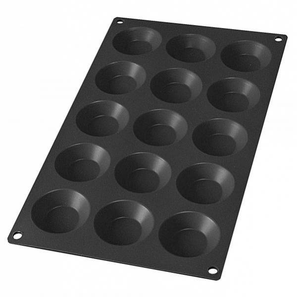 Bakvorm uit silicone voor 15 mini taartjes zwart Ø 5cm H 1.7cm 