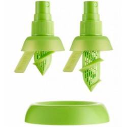 Set van 2 citrussprays voor limoen en citroen groen Ø 4.3cm H 7.5cm en H 9.5cm 