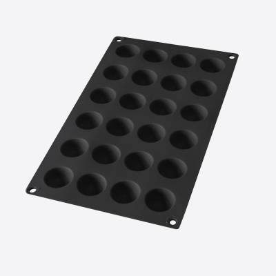 Bakvorm uit silicone voor 24 kleine halve bollen zwart Ø 3cm H 1.6cm 
