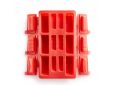 Bakvorm voor 6 cilindervormige mini buches uit silicone rood 29x17x3.5cm