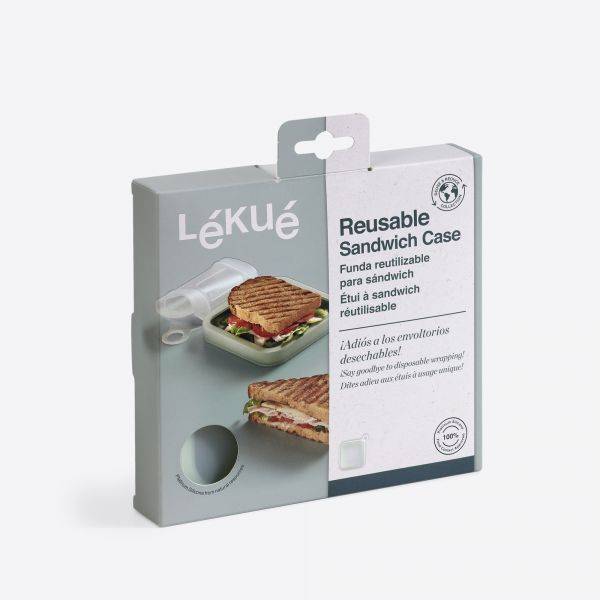 Sandwich lunchbox uit silicone en kunststof groen 18.1x18.1x4.6cm 