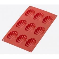 Bakvorm uit silicone voor 9 madeleines rood 7x4.7x1.7cm 