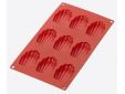 Bakvorm uit silicone voor 9 madeleines rood 7x4.7x1.7cm