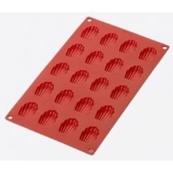 Bakvorm uit silicone voor 20 madeleines rood 4.2x2.9x1.1cm 