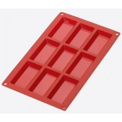 Bakvorm uit silicone voor 9 financiers rood 8.5x4.3x1.2cm 