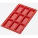 Bakvorm uit silicone voor 9 financiers rood 8.5x4.3x1.2cm 