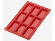Moule en silicone pour 9 financiers rouge 8.5x4.3x1.2cm