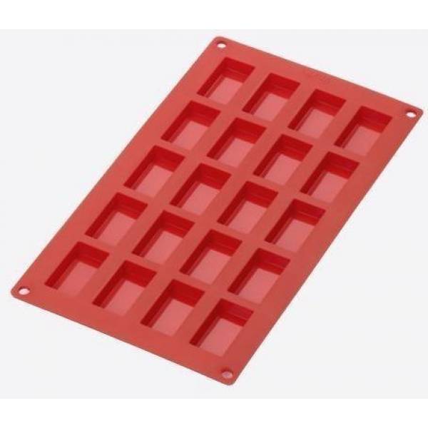 Bakvorm uit silicone voor 20 financiers rood 8.5x4.3x1.2cm 