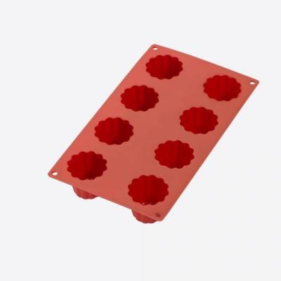 Bakvorm uit silicone voor 8 cannelés bordelais rood Ø 5.4cm H 4.8cm 