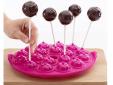 Bakvorm uit silicone voor 18 cake pops met 20 stokjes roze Ø 25cm H 4.3cm