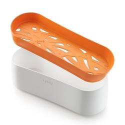 Lékué  pastakoker voor magnetron uit silicone en kunststof wit en oranje 28x11x11.2cm 