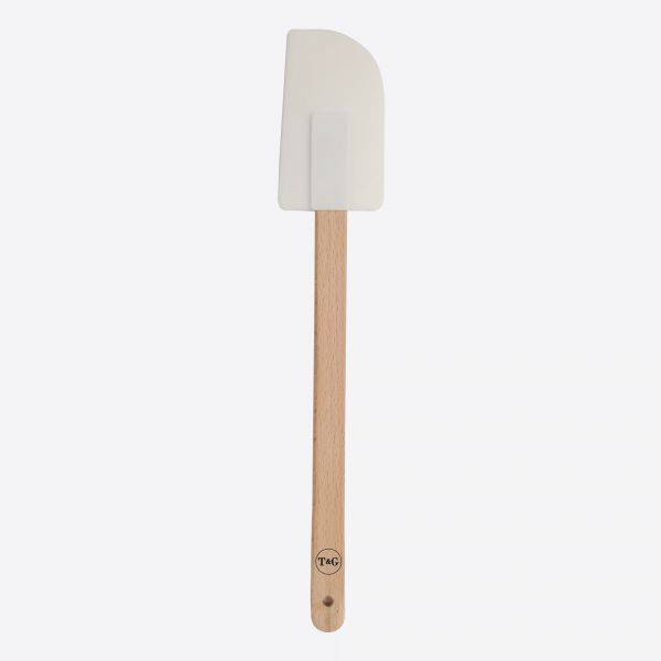 T&G Woodware Silicone spatel met handvat uit beuk wit 28cm