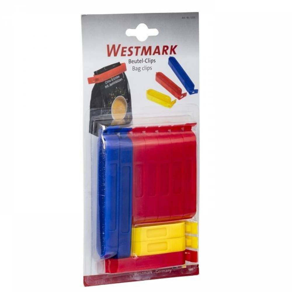 Westmark Keukenhulpen Set van 10 vershoudclips uit kunststof geel, rood en blauw 6, 8 en 10 cm