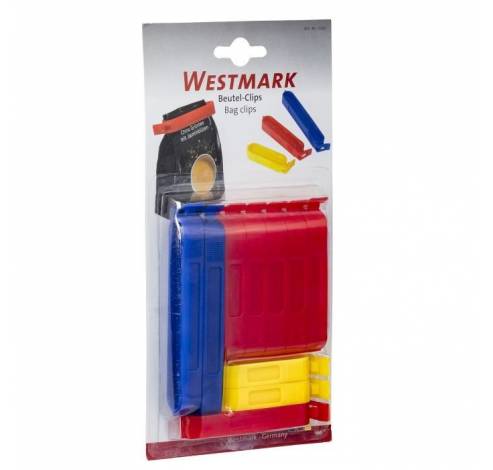 Set de 10 clips à sachet jaune, rouge et bleu 6, 8 et 10 cm  Westmark