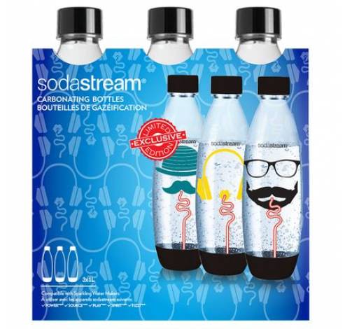 3X 1L black fuse flessen Hipster  SodaStream