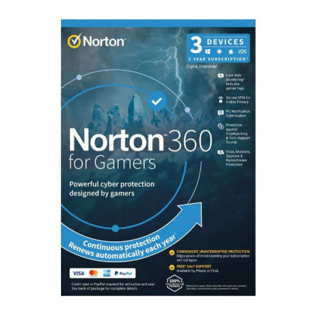 LifeLock Norton 360 for Gamers 1 user 3 device 12MO 