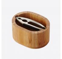 Set casse-noix ovale en bambou 16x12.5x8.5cm 